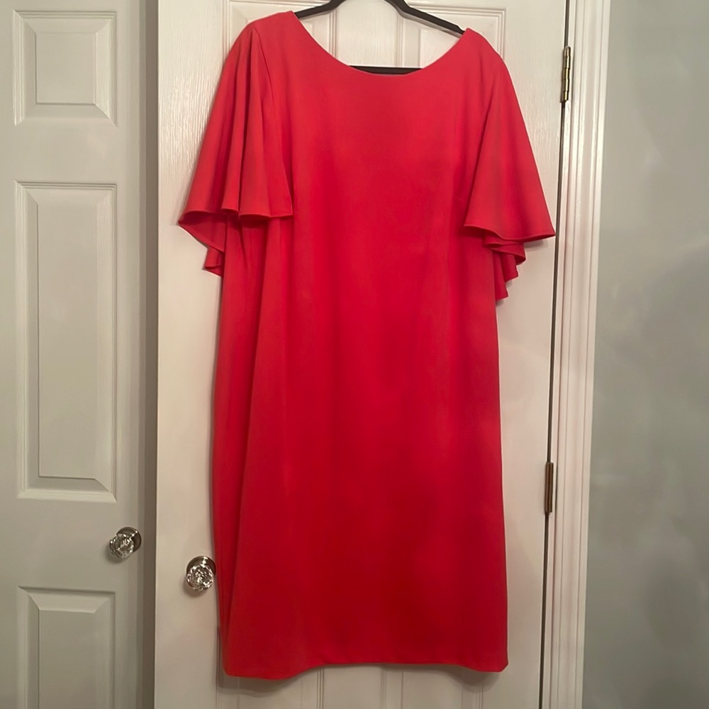 Calvin Klein size 22 Salmon dress with cape all the way around !